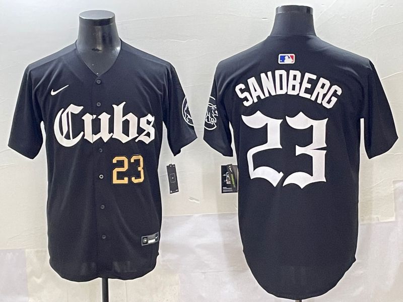 Men 2025 Chicago Cubs #23 Sandberg Black Five generations Joint Name Nike MLB Jersey style 6->chicago cubs->MLB Jersey